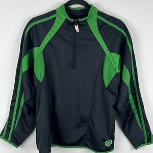 Sportek Kids Sweatshirt Activewear Size 14/16 Black Green Long Sleeve 1/4 Zip